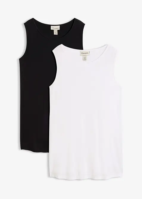 Lang topp av myk viskose, 2-pack, bonprix