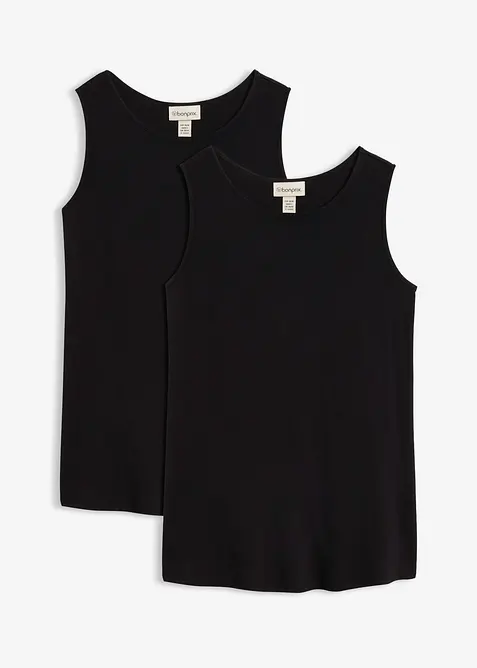 Lang topp av myk viskose, 2-pack, bonprix