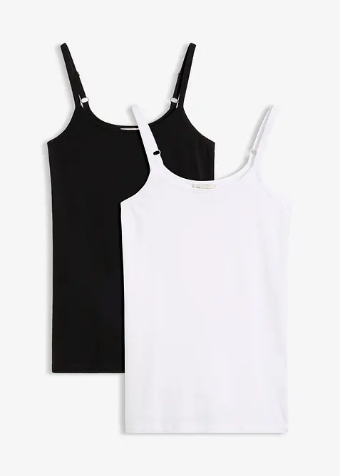 Lang singlet av &oslash;kologisk bomull, 2-pack, bonprix