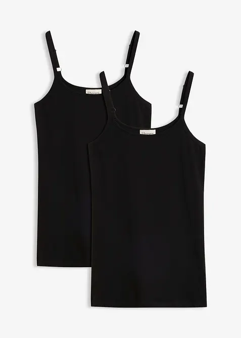 Lang singlet av &oslash;kologisk bomull, 2-pack, bonprix