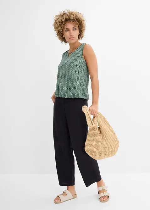 Topp med strikk i falden, bonprix