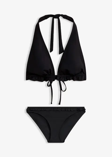 Halterneck-bikini med rysjer (2-delt sett), bonprix