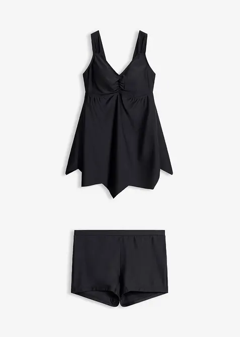 Lang tankini  med sikksakkfald (2-delt sett), bonprix