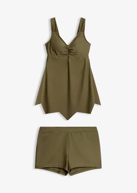 Lang tankini  med sikksakkfald (2-delt sett), bonprix