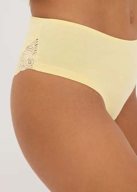 H&oslash;y truse i myk bomull med blonder (4-pack), bonprix