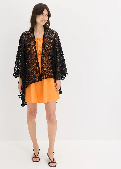 Poncho med blonder i heklet stil, bonprix