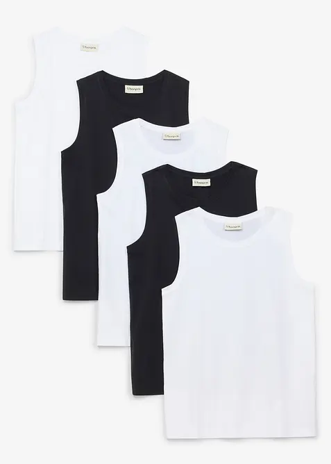 Singlet med &oslash;kologisk bomull (5-pack), bonprix