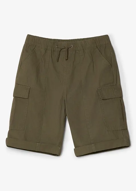 Pull on-bermudashorts i 100% bomull med cargolommer, Regular fit, bonprix