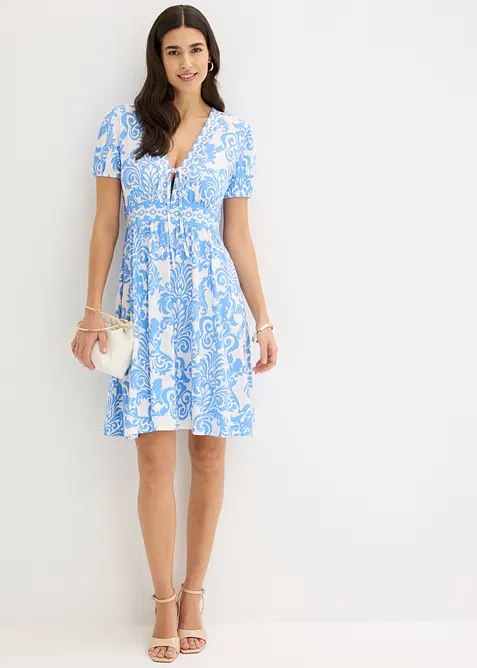 Jerseykjole med dyp utringning, bonprix