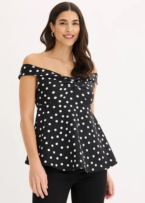 Cold shoulder-topp med dyp utringning, bonprix