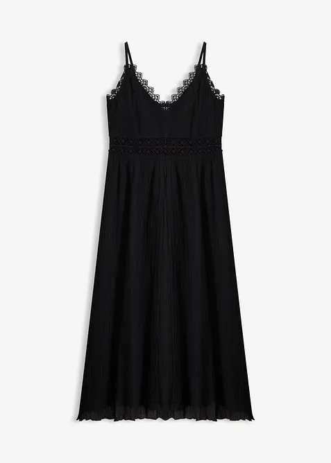 Midikjole med blondeinnfelling, bonprix