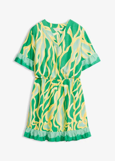 Chiffonkjole med rysjer, bonprix