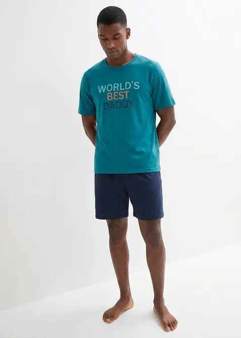 Kort pyjamas av 100% bomull 2-delt sett, bonprix