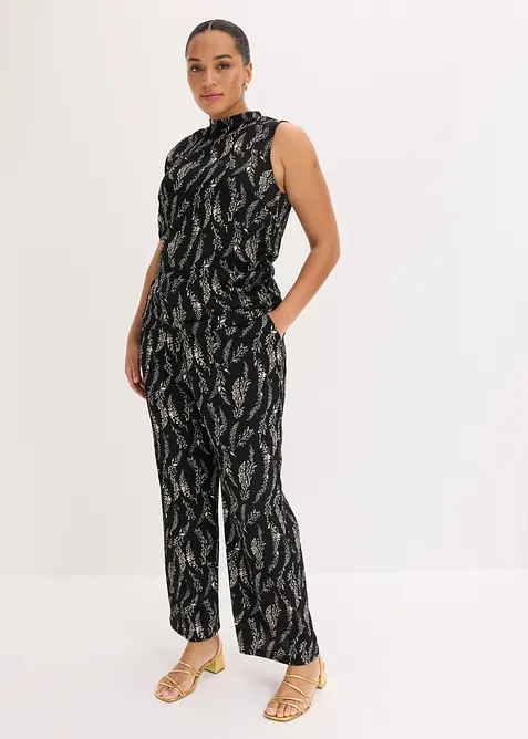 Jerseytopp og bukse i strukturert krepp (2-delt sett), bonprix