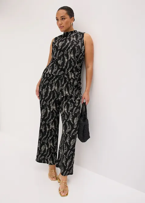 Jerseytopp og bukse i strukturert krepp (2-delt sett), bonprix