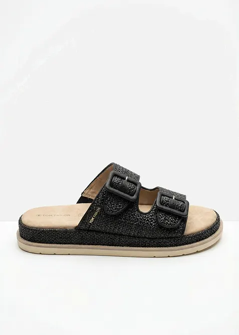 Slip-in sandaler i heklet stil med plat&aring;s&aring;ler fra Tom Tailor, Tom Tailor