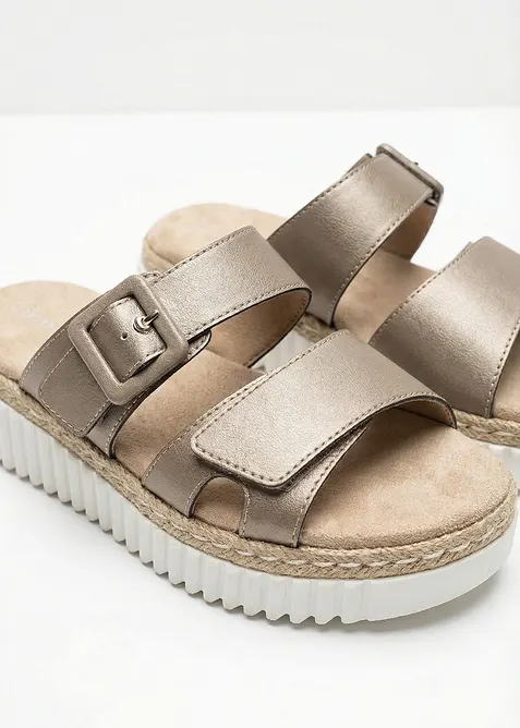 Slip-in sandaler med borrel&aring;s fra Tom Tailor, Tom Tailor