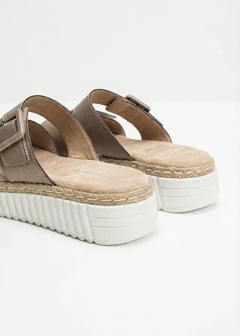 Slip-in sandaler med borrel&aring;s fra Tom Tailor, Tom Tailor