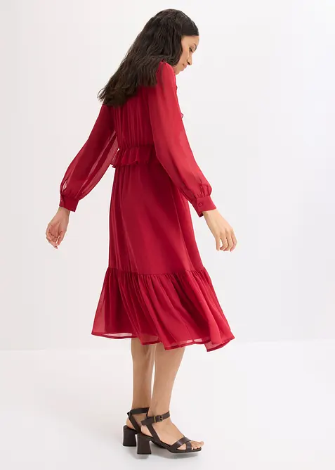 Chiffonkjole med blonde og volanger, bonprix