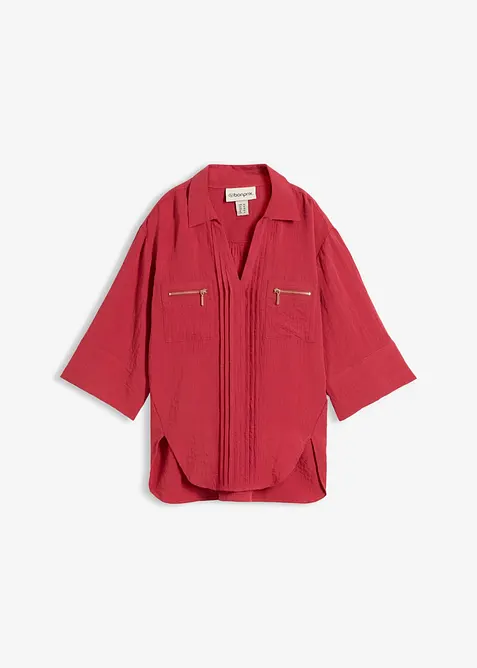 Skjortekjole i strukturert poplin, bonprix