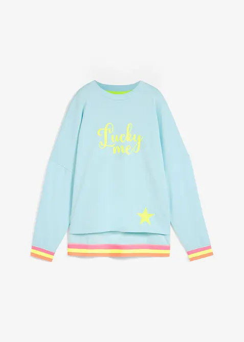 Oversized sweatshirt med fargerike ermekanter, av 100% bomull, bonprix