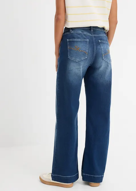 Wide Leg-jeans Mid Waist, komfortlinning, bonprix