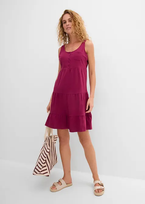 Kort sommerkjole i bomullstrikot, bonprix