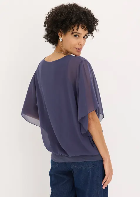 Chiffonbluse med f&ocirc;r, bonprix