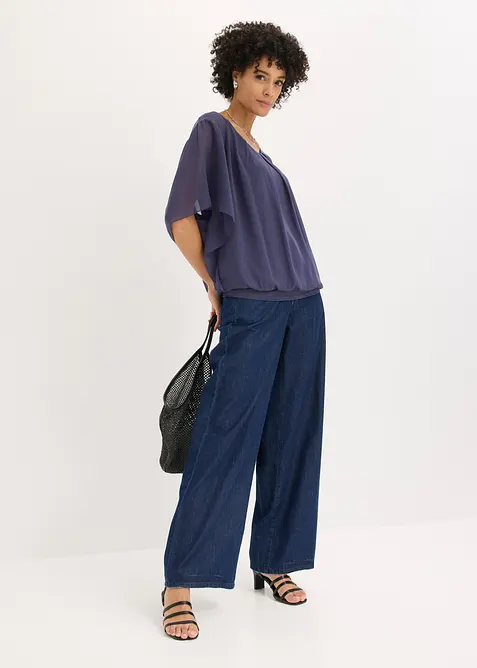 Chiffonbluse med f&ocirc;r, bonprix