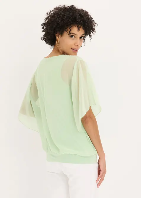 Chiffonbluse med f&ocirc;r, bonprix