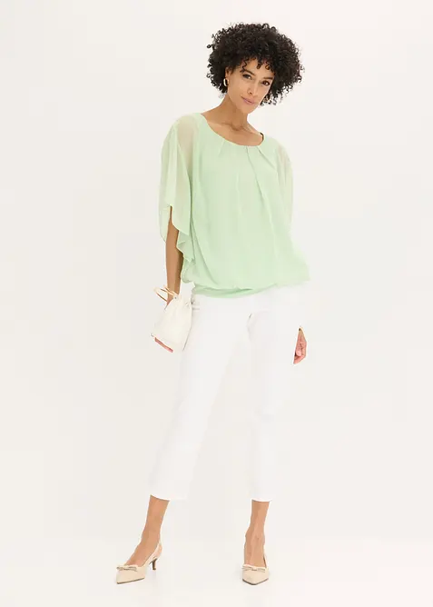 Chiffonbluse med f&ocirc;r, bonprix