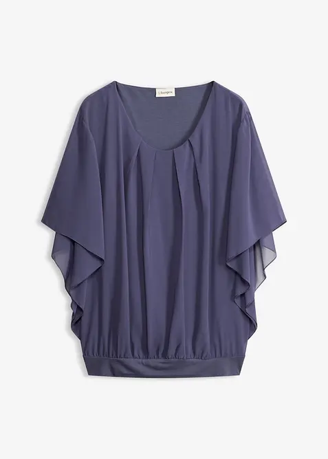 Chiffonbluse med f&ocirc;r, bonprix