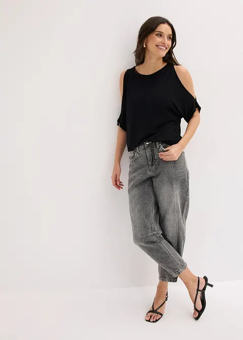 Cold shoulder-topp i viskose, bonprix
