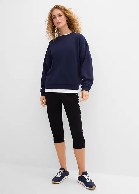 Joggebukse i bomull (2-pack), caprilengde, bonprix