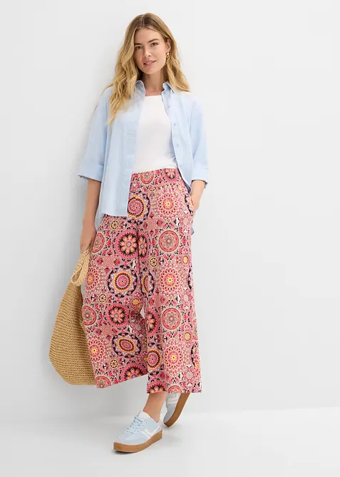 7/8-culotte i jersey med vide ben og bred, vaflet linning, bonprix