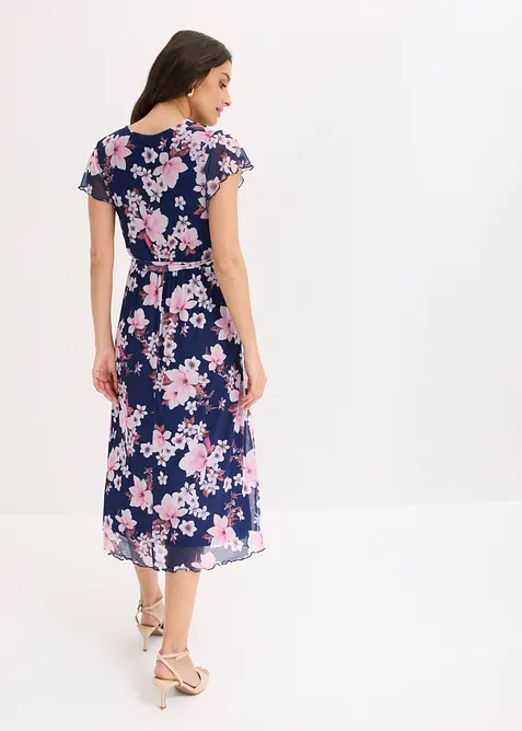 Mesh-midikjole med print, bonprix