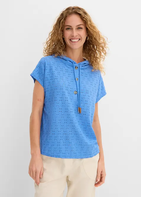 Henley-shirt med hette, bonprix