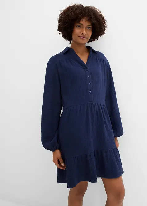 Kort volangkjole i musselin, bonprix