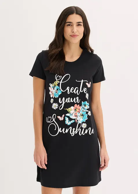 Kort nattkjole i 100% bomull (2-pack), bonprix