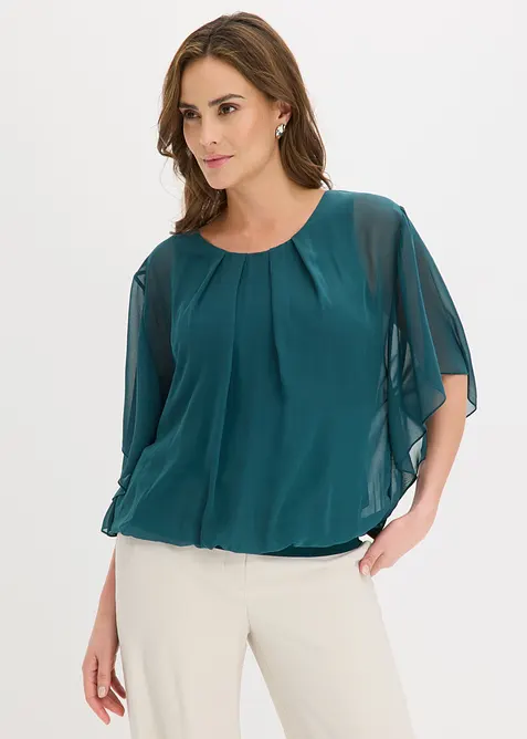 Chiffonbluse med f&ocirc;r, bonprix