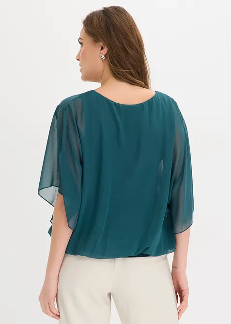 Chiffonbluse med f&ocirc;r, bonprix