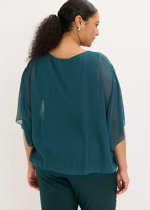 Chiffonbluse med f&ocirc;r, bonprix