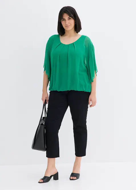 Chiffonbluse med f&ocirc;r, bonprix