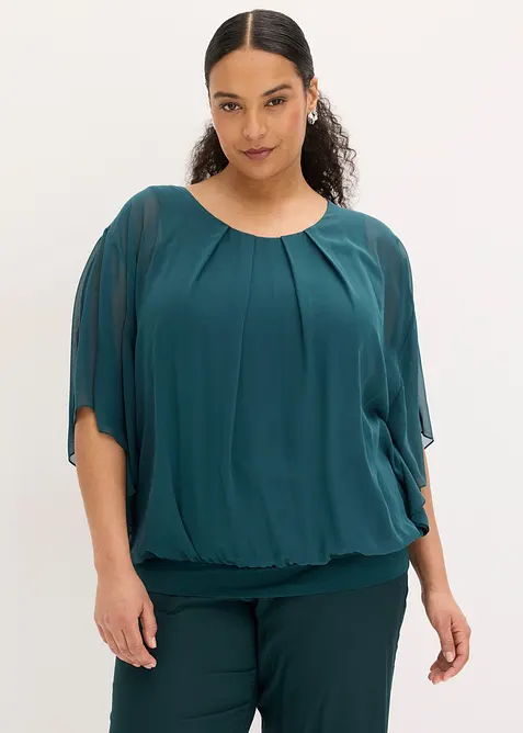 Chiffonbluse med f&ocirc;r, bonprix