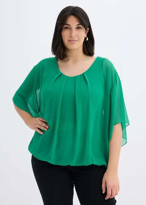 Chiffonbluse med f&ocirc;r, bonprix