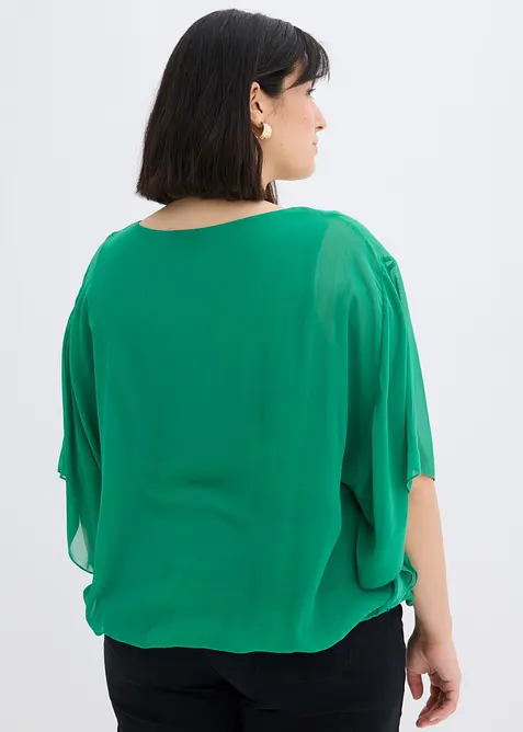 Chiffonbluse med f&ocirc;r, bonprix