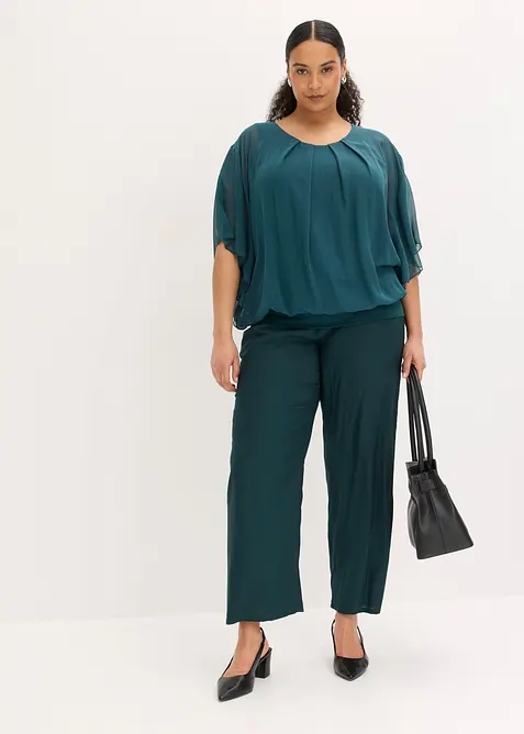 Chiffonbluse med f&ocirc;r, bonprix