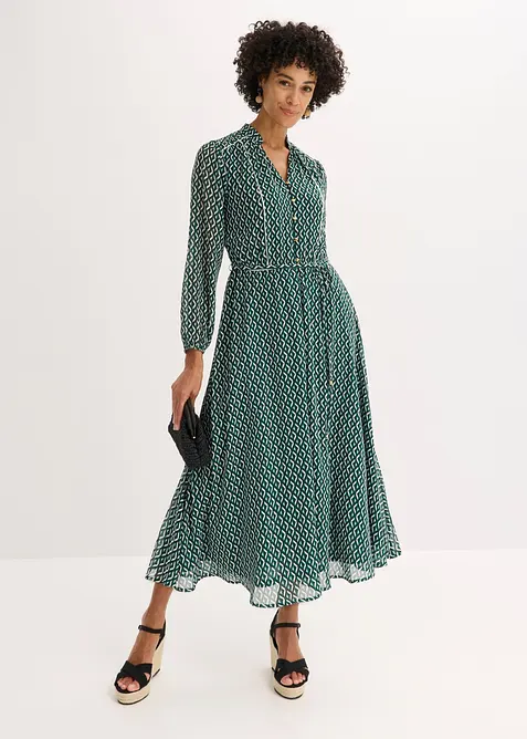 Chiffonkjole med kontrastpiping, bonprix