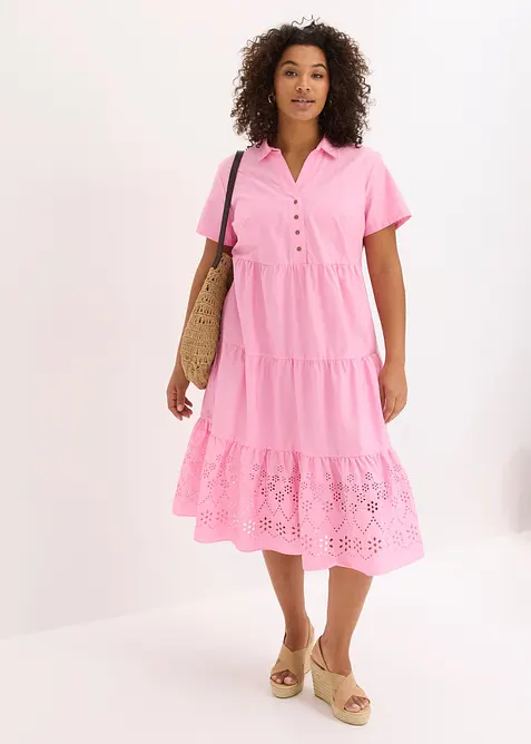 Tunikakjole i 100% bomull med hullbroderi, bonprix