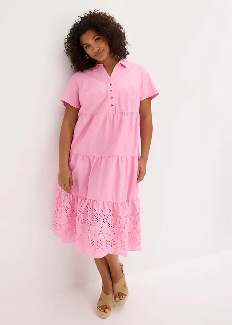Tunikakjole i 100% bomull med hullbroderi, bonprix